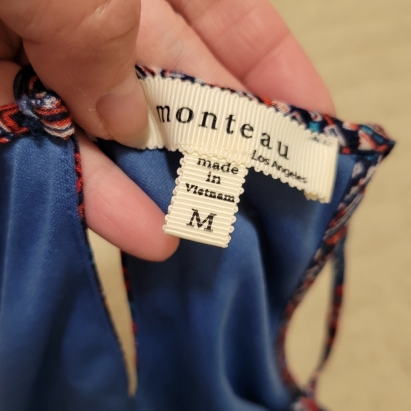 114. Monteau Blue Stripe Geometric Mini Dress - Picture 4 of 6